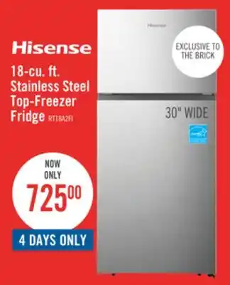 The Brick Hisense 30 18 Cu. Ft. Top-Mount Refrigerator - Stainless Steel - RT18A2FID offer