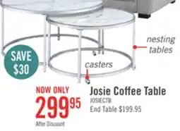 The Brick Josie 36 Glam Round Glass Top Nesting Coffee Tables - Grey Marble Look with Metal Legs offer