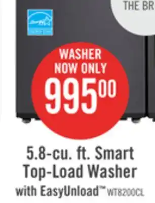 The Brick LG 5.8 Cu. Ft. Smart Top-Load Washer with EasyUnload and AI Sensing - Platinum Black - WT8200CL offer