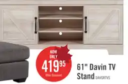 The Brick Davin 61 Rustic TV Stand with Storage and Cable Management for TVs up to 70- Whitewash offer