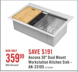 The Brick Ancona 30 Dual Mount Workstation Kitchen Sink - AN-33105 offer