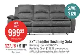 The Brick Chandler 82 Chenille Fabric Reclining Sofa - Grey offer