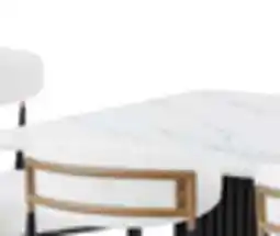 The Brick Kort & Co. Capri Dining Table with Marble-Look Top & Gold Accent, Pedestal Base, 72W - Black/White offer