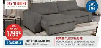 The Brick Stratus 108 Faux Fur Fabric Full-Size Sofa Bed with Power Sliding - Fog Grey offer