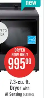 The Brick LG 7.3 Cu. Ft. Electric Dryer with AI Sensing and ThinQ - Platinum Black - DLE8200L offer