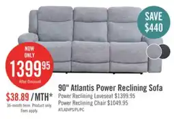 The Brick Atlantis 90 Fabric Power Reclining Sofa with USB Ports - Dove Grey offer