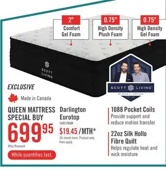 The Brick Scott Living Darlington Eurotop Plush Queen Mattress offer