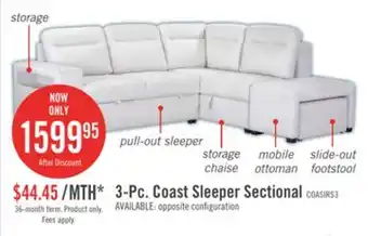 The Brick Coast 3-Piece Right-Facing Fabric Sleeper Sectional with Storage and Ottoman - Ivory White offer