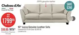 The Brick Chateau d'Ax Lusso 92 100% Genuine Leather Sofa with Wood Legs - Smoke Grey offer