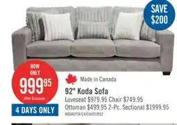 The Brick Made in Canada Koda 92 Chenille and Faux Fur Fabric Sofa with Removable Cushions - Plush Paloma Grey offer