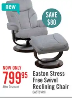 The Brick Easton 33.5 Chenille Fabric Stress Free Swivel Reclining Chair with Footrest - Silver Grey offer