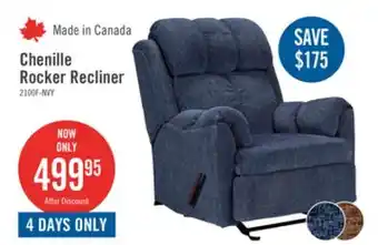 The Brick Made in Canada 35 Chenille Fabric Rocker Reclining Chair - Navy Blue offer