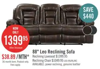 The Brick Leo 87.5 Leather-Look Fabric Reclining Sofa - Walnut Brown offer