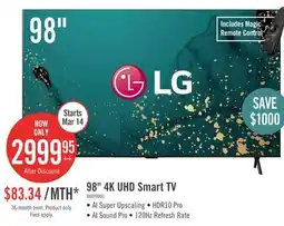 The Brick LG 98 LED 4K UHD HDR10 HGiG 120Hz webOS Smart TV (98UT9000PUA.ACCQ) offer