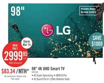 The Brick LG 98 LED 4K UHD HDR10 HGiG 120Hz webOS Smart TV (98UT9000PUA.ACCQ) offer