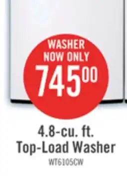 The Brick LG 4.8 Cu. Ft. Top-Load High-Efficiency Washer - White - WT6105CW offer