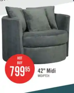 The Brick Made in Canada Midi 42 Chenille Fabric Swivel Cuddler Accent Chair - Plush Thunder Grey offer