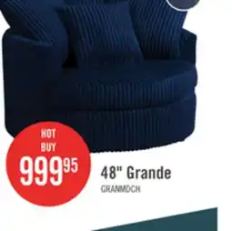 The Brick Made in Canada Grande 48 Chenille Fabric Cuddler Accent Chair - Groove Midnight Blue offer