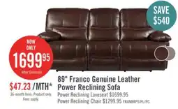 The Brick Franco 89 Genuine Leather Zero Gravity Power Reclining Sofa with USB Ports - Brown offer