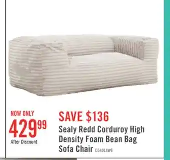 The Brick Sealy Redd Corduroy High Density Foam Bean Bag Sofa Chair - Taupe offer