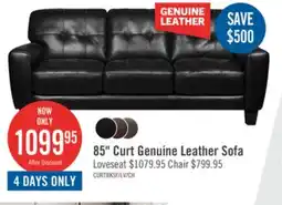 The Brick Curt 85 Genuine Leather Sofa with Button Tufting - Black offer