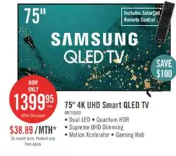 The Brick Samsung 75 QLED Edge-Lit 4K UHD Quantum HDR 60Hz Smart TV (QN75Q60DAFXZC) offer