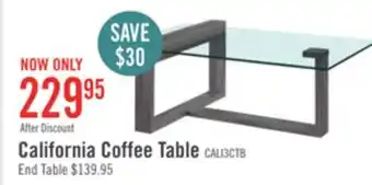 The Brick California 47.25 Modern Glass Top Coffee Table - Distressed Grey offer