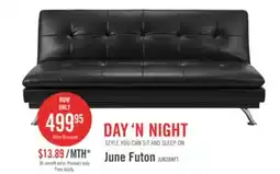 The Brick June 73.2 Leather-Look Fabric Klik Klak Futon with Metal Legs and Tufting - Black offer