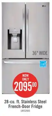 The Brick LG 36 28 Cu. Ft. French-Door Refrigerator - Smudge Proof Stainless Steel - LRFS28XBS offer