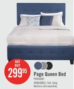 The Brick Page Upholstered Bed in Blue Linen-Look Fabric, Button Tufted - Queen Size offer