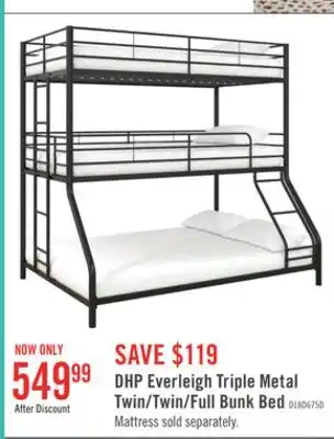 The Brick DHP Everleigh Triple Metal Twin/Twin/Full Bunk Bed - Black offer