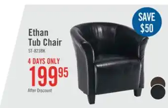 The Brick Ethan 31 Faux Leather tub-Style Accent Chair with Wood Legs - Black offer