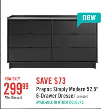 The Brick Prepac Simply Modern 52.5 6-Drawer Dresser - Black offer