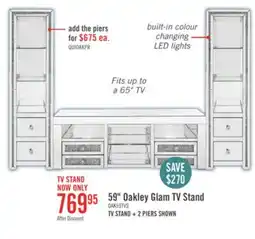 The Brick Oakley 59 Glam TV Stand with Storage and Cable Management for TVs up to 65- Silver offer