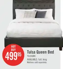 The Brick Tulsa Upholstered Platform Bed in Grey Vegan-Leather Fabric, Button Tufted - Queen Size offer