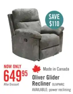 The Brick Made in Canada Oliver 40 Chenille Fabric Glider Reclining Chair - Addison Pewter Grey offer