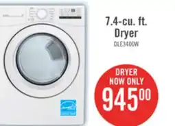 The Brick LG 7.4 Cu. Ft. Electric Dryer - White - Stackable - DLE3400W offer