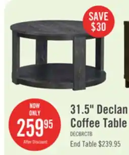 The Brick Declan 31.5 Modern Round Coffee Table with Shelf & Casters - Black offer