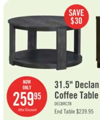 The Brick Declan 31.5 Modern Round Coffee Table with Shelf & Casters - Black offer