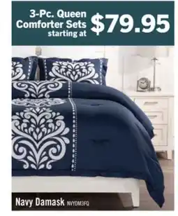 The Brick Navy Damask 3-Piece Full/Queen Comforter Set offer