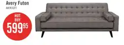 The Brick Avery 81.5 Linen-Look Fabric Klik Klak Futon with Tufting and Two Armrest Pillows - Grey offer