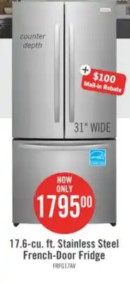 The Brick Frigidaire 31.3 17.6 Cu. Ft. Counter-Depth French-Door Refrigerator - Brushed Steel - FRFG1723AV offer