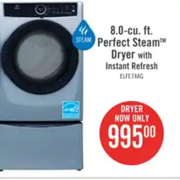 The Brick Electrolux 8 Cu. Ft. Electric Dryer with Steam - Glacier Blue - Stackable - ELFE743CAG offer