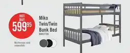 The Brick Miko Bunk Bed with Ladder & Guard Rail for Kids, Grey - Twin/Twin offer