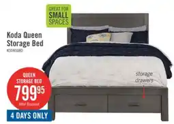 The Brick Koda Platform Storage Bed with Headboard & Frame, Wooden, Grey - Queen Size offer