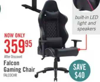 The Brick Falcon 30 Ergonomic Gaming Chair with Built-In Bluetooth Speakers & LED Lighting - Black offer