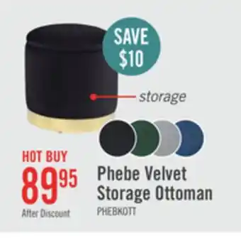 The Brick Phebe 16.5 Storage Ottoman with Gold Trim Base - Black offer