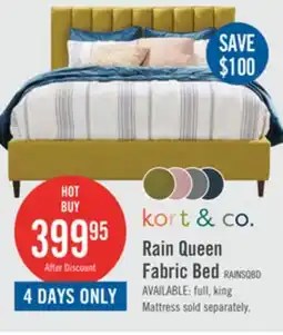 The Brick Kort & Co. Rain Upholstered Platform Bed in Green Fabric, Tufted - Queen Size offer