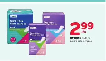 Rexall OPTION+ Pads or Liners offer