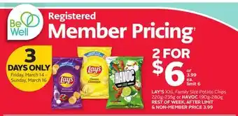 Rexall LAY'S XXL Family Size Potato Chips 220g-235g or HAVOC 190g-280g offer